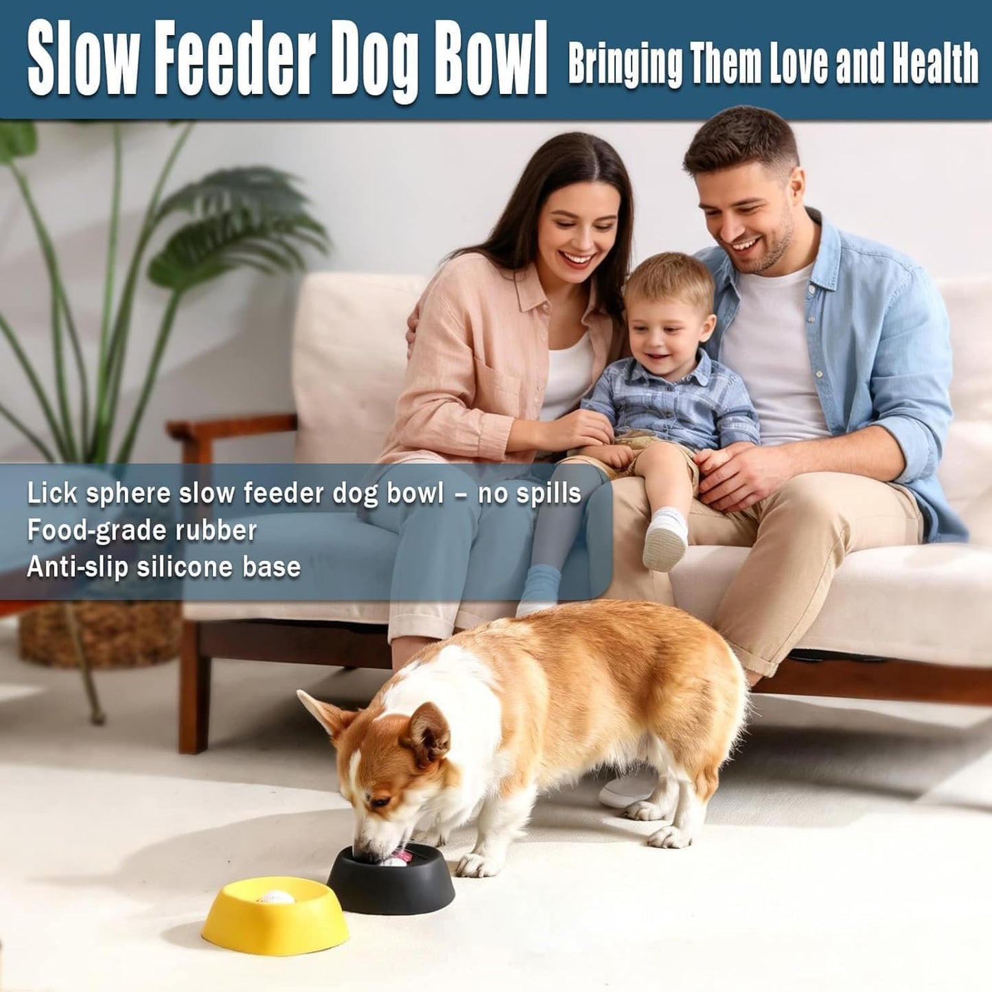 Lick and Roll Bowl for Dogs – No-Mess Slow Feeder for Bone Broth, Yogurt & Supplements | Lick and Roll Bowl with Anti-Spill Rolling Ball | for Senior Dogs, New Puppies & Post-Op Nutrition