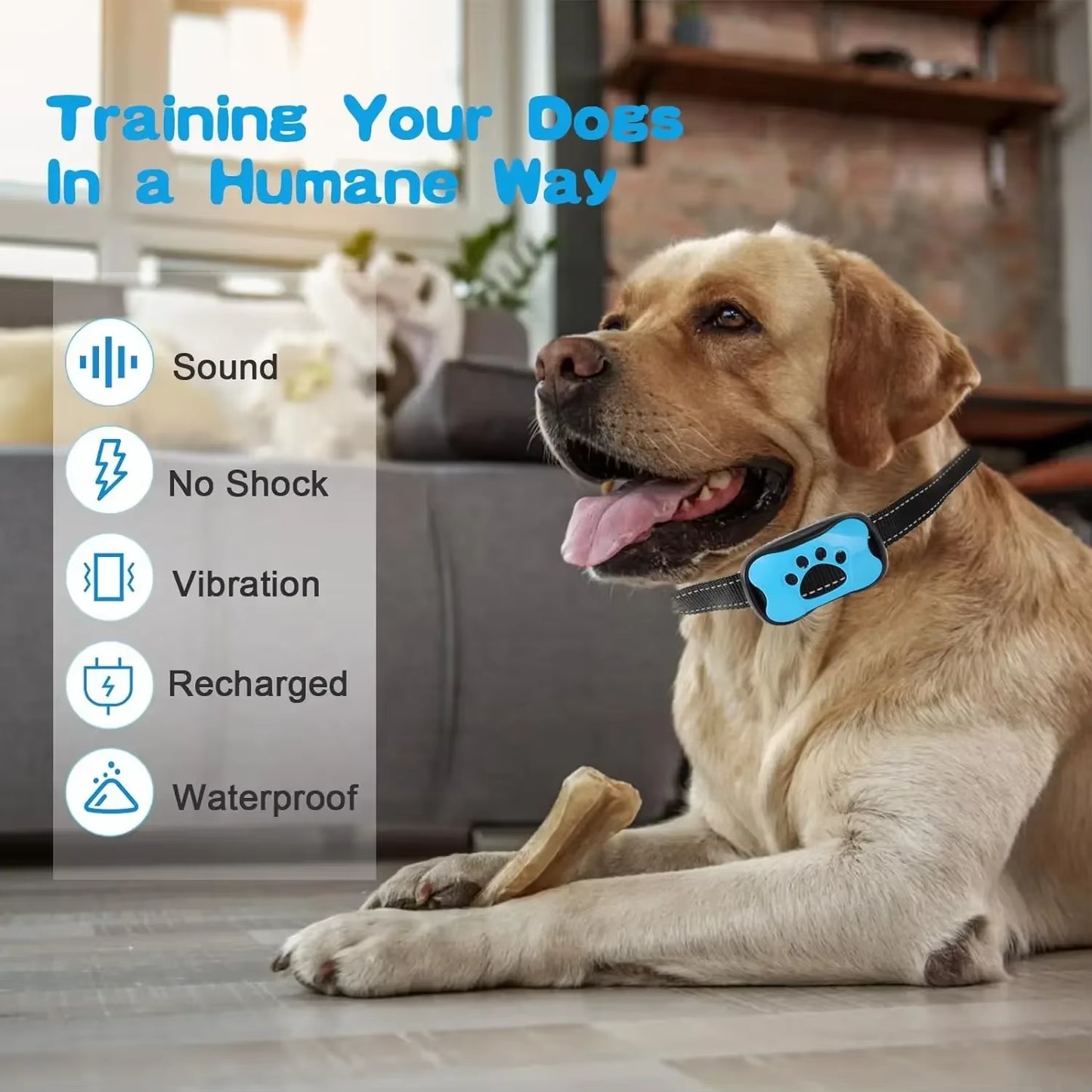 Rechargeable Ultrasonic Anti-Barking Training Collar for Dogs