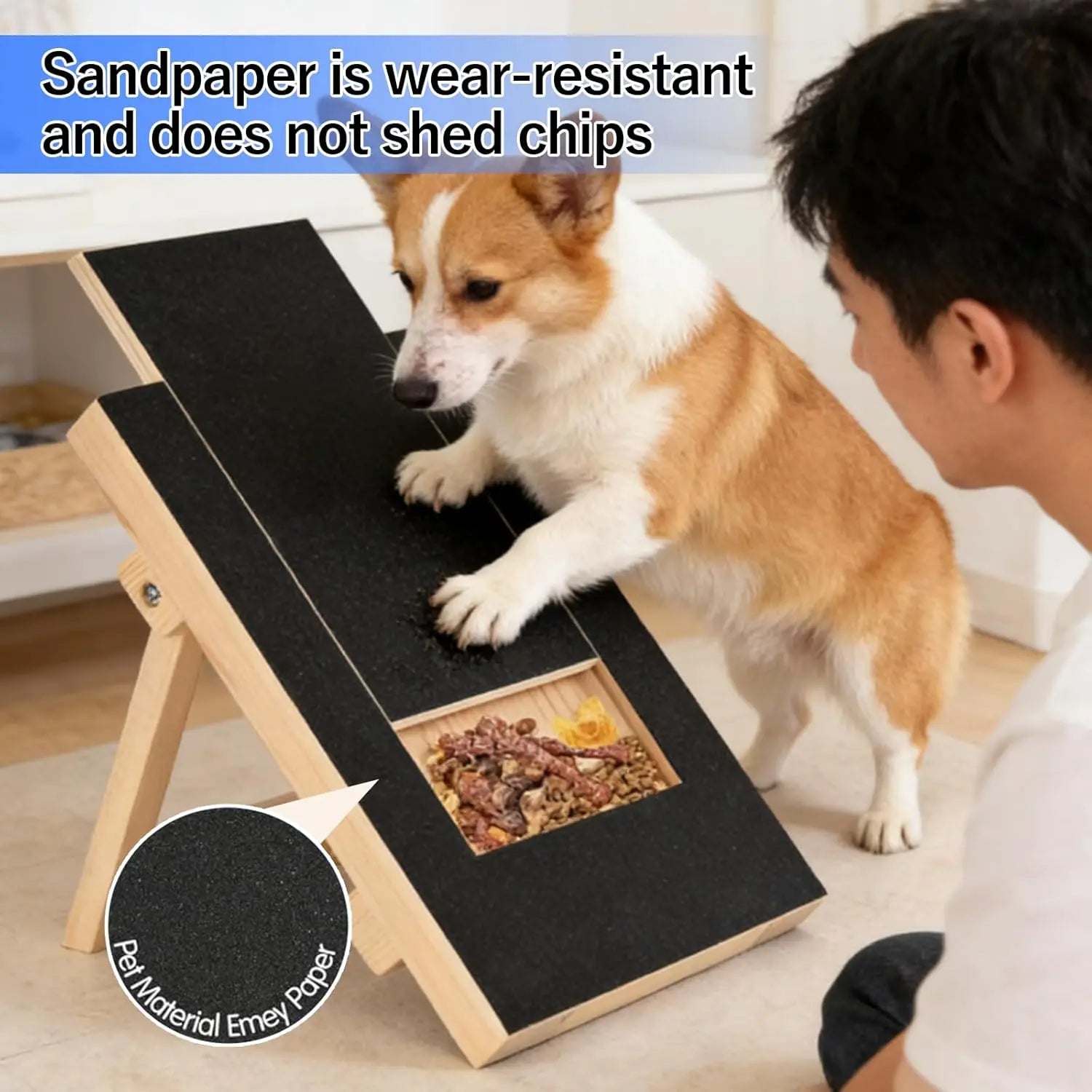 Dog Nail Scratch Board - with Treat Draw- Dog Scratch Pad for Nails – Durable Wooden Nail Filing Board with Treat Drawer (All Breeds)