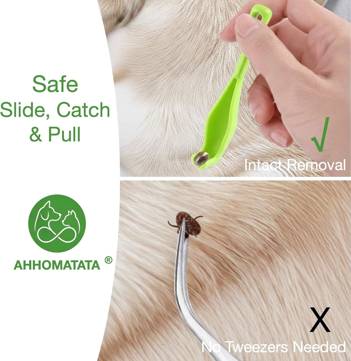 Tick Removal Tool & Twister Kit for Dogs, Cats & Humans, 4-Pack Portable Tick Remover Spoon & Puller Set with ID Card - First Aid Pet Tick Hook Picker for Camping, Hiking & Outdoors