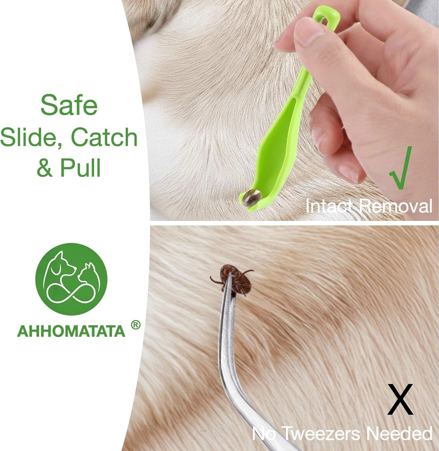 Tick Removal Tool & Twister Kit for Dogs, Cats & Humans, 4-Pack Portable Tick Remover Spoon & Puller Set with ID Card - First Aid Pet Tick Hook Picker for Camping, Hiking & Outdoors