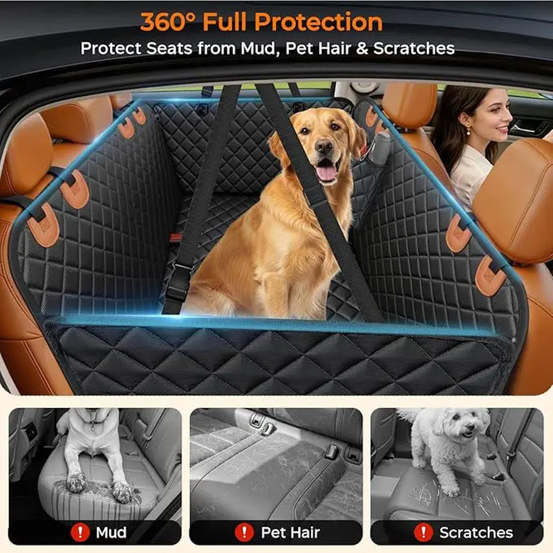 Dog Car Seat Cover - Waterproof Fabric, Scratchproof, Non-Slip, Washable Clean Pet Back Seat Travel Mat