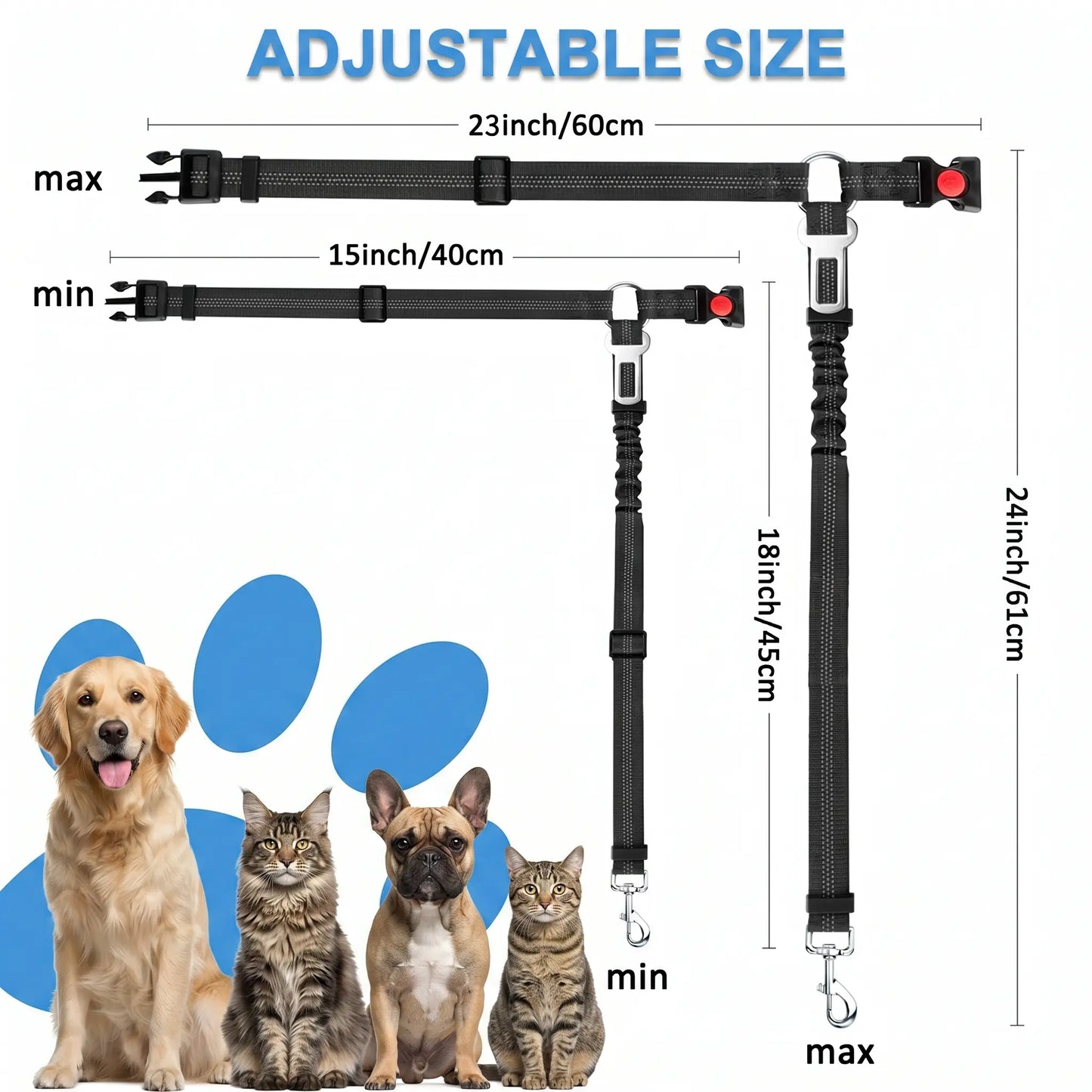 Multifunctional Dog Seat Belt Harness for Car, 3 in 1 Pet Dog Car Seatbelt Leash, Headrest Restraint for Pet Trips, Anti-Shock Seatbelt Connector for All Dog Sizes, High Quality & Adjustable & Convenient & Practical & Comfortable.