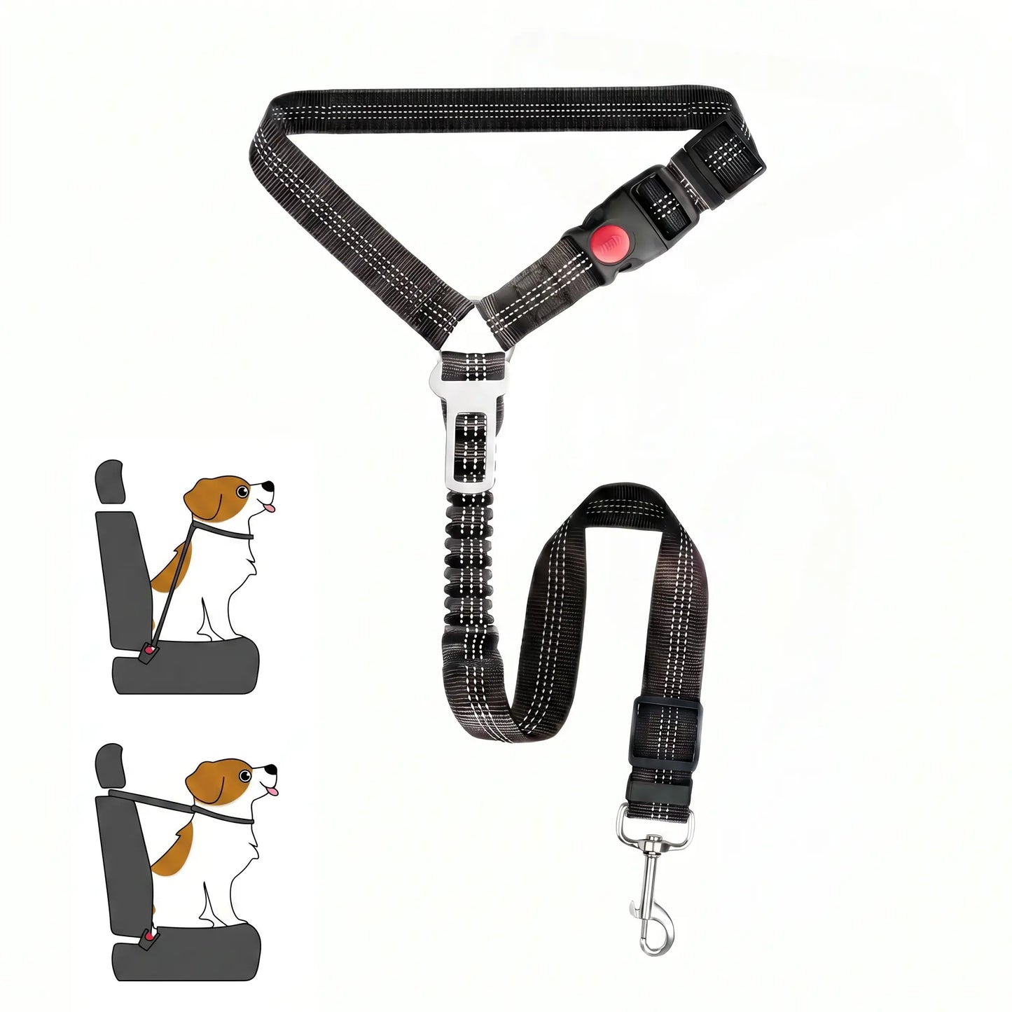 Multifunctional Dog Seat Belt Harness for Car, 3 in 1 Pet Dog Car Seatbelt Leash, Headrest Restraint for Pet Trips, Anti-Shock Seatbelt Connector for All Dog Sizes, High Quality & Adjustable & Convenient & Practical & Comfortable.