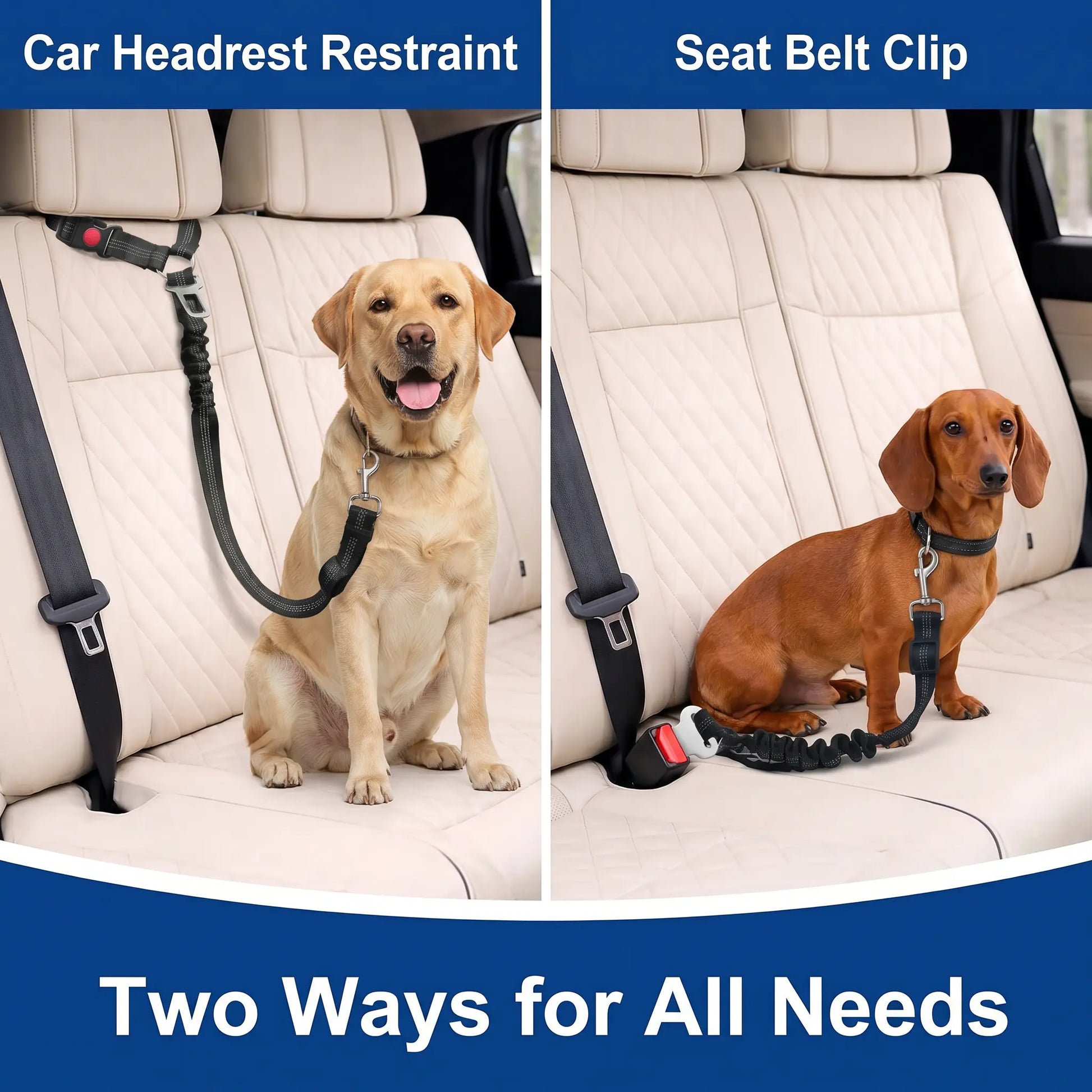 Multifunctional Dog Seat Belt Harness for Car, 3 in 1 Pet Dog Car Seatbelt Leash, Headrest Restraint for Pet Trips, Anti-Shock Seatbelt Connector for All Dog Sizes, High Quality & Adjustable & Convenient & Practical & Comfortable.
