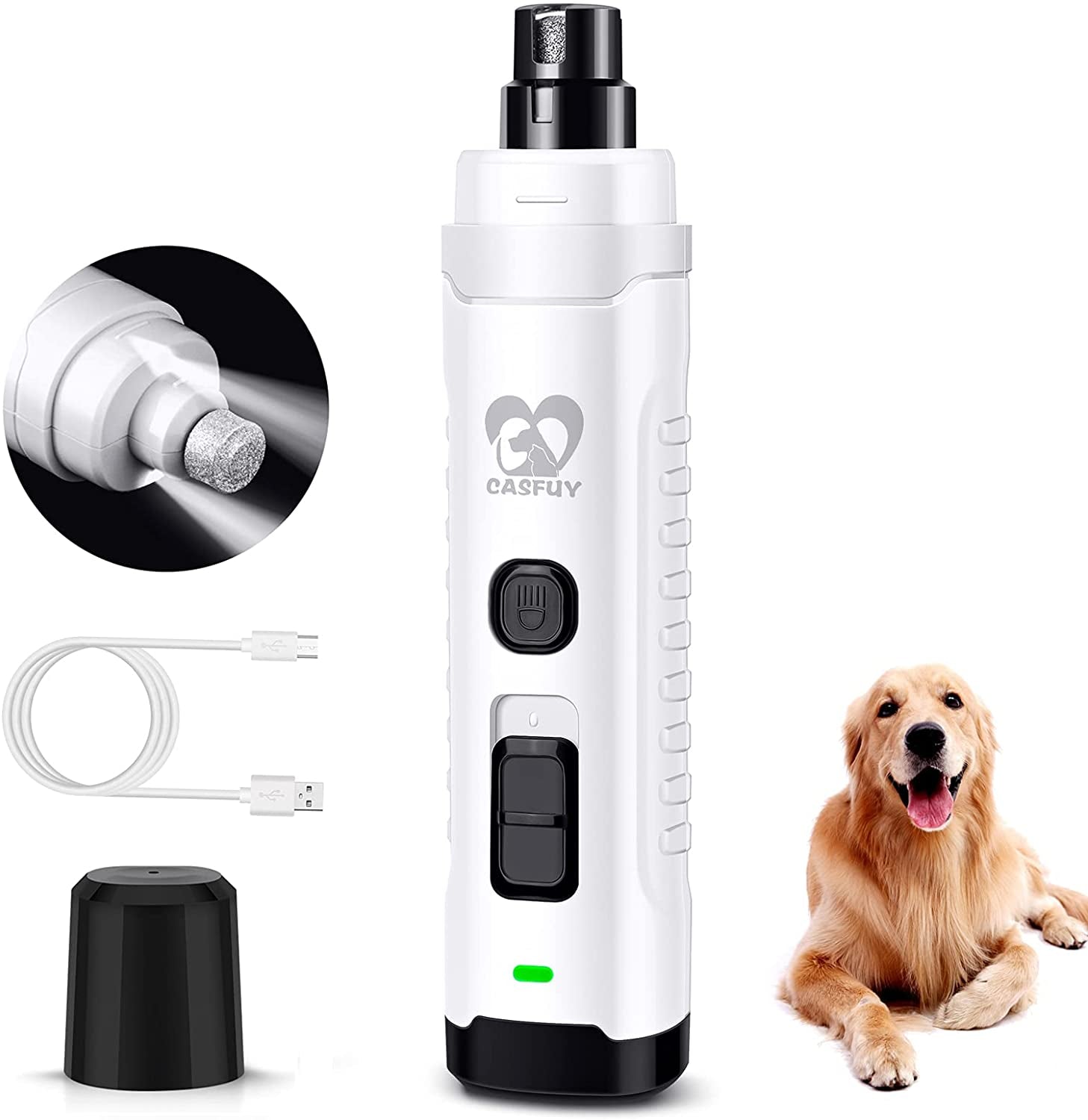 Pawpycat Pro Nail Grinder - Rechargeable Electric Pet Nail Trimmer with LED Light
