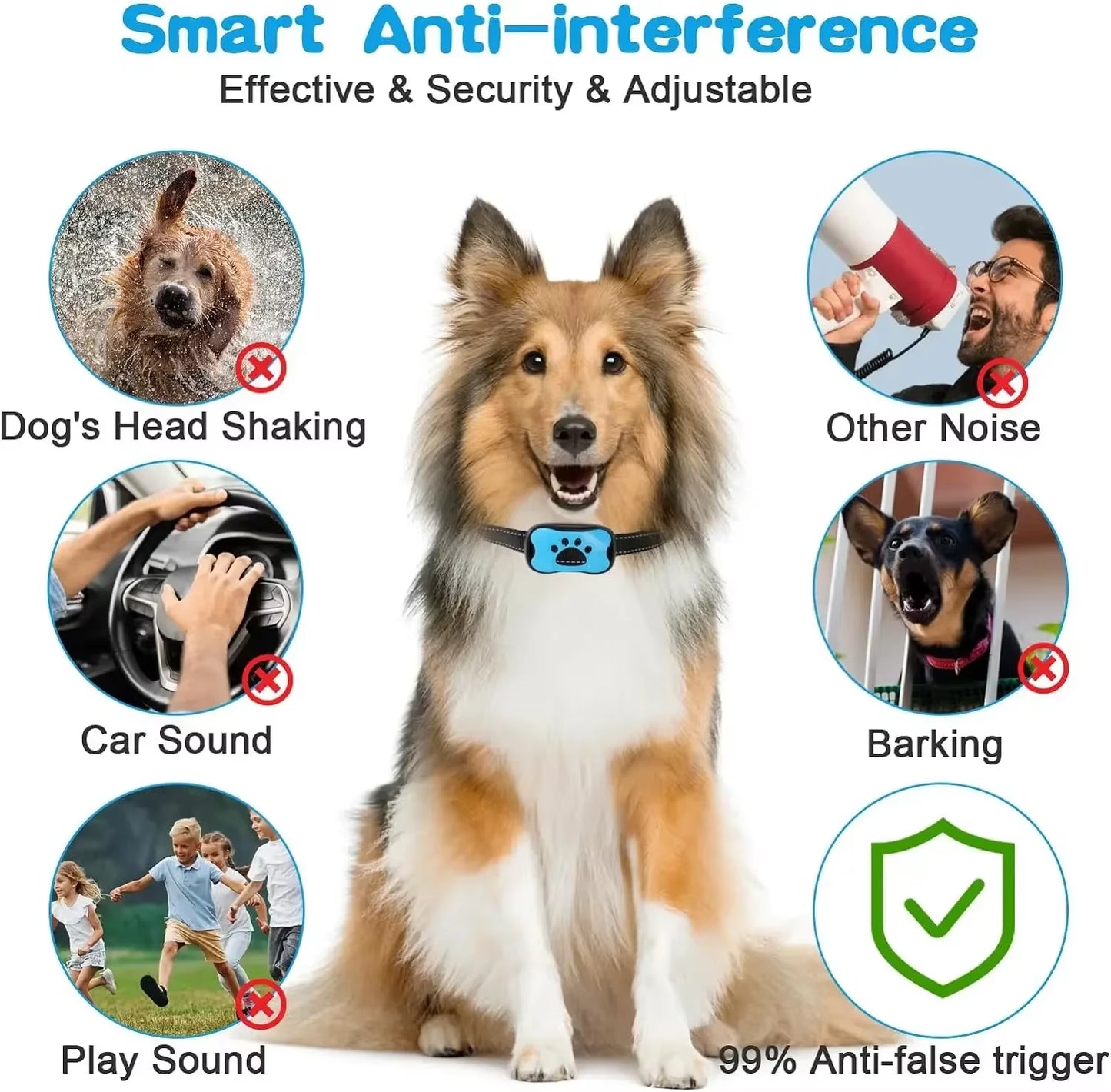 Rechargeable Ultrasonic Anti-Barking Training Collar for Dogs