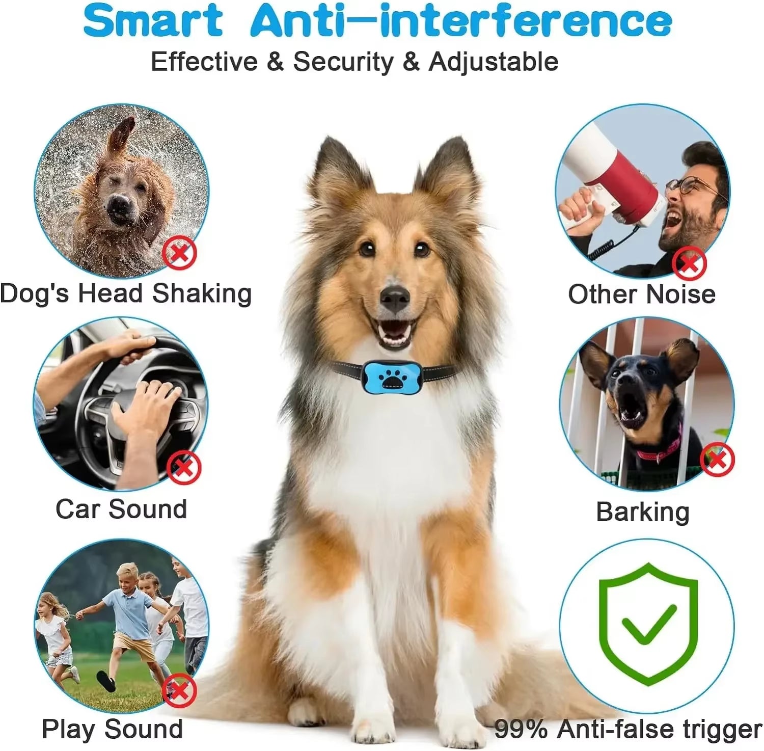 Rechargeable Ultrasonic Anti-Barking Training Collar for Dogs