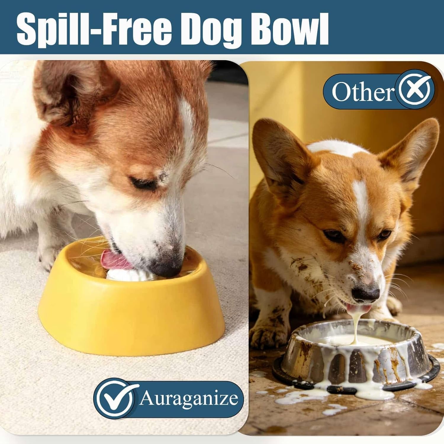 Lick and Roll Bowl for Dogs – No-Mess Slow Feeder for Bone Broth, Yogurt & Supplements | Lick and Roll Bowl with Anti-Spill Rolling Ball | for Senior Dogs, New Puppies & Post-Op Nutrition