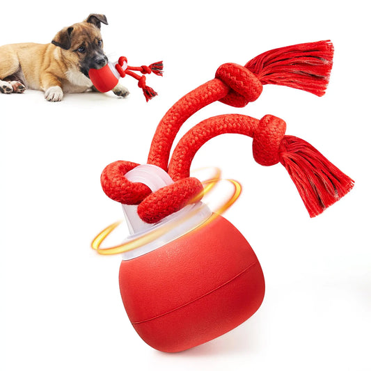 Potaroma Touch Activated Rechargeable Dog Ball Toy, Squeaky Interactive Moving Ball with Rope, USB Charging Auto Rolling Training Ball for Puppy Small Medium Dogs Dark Red