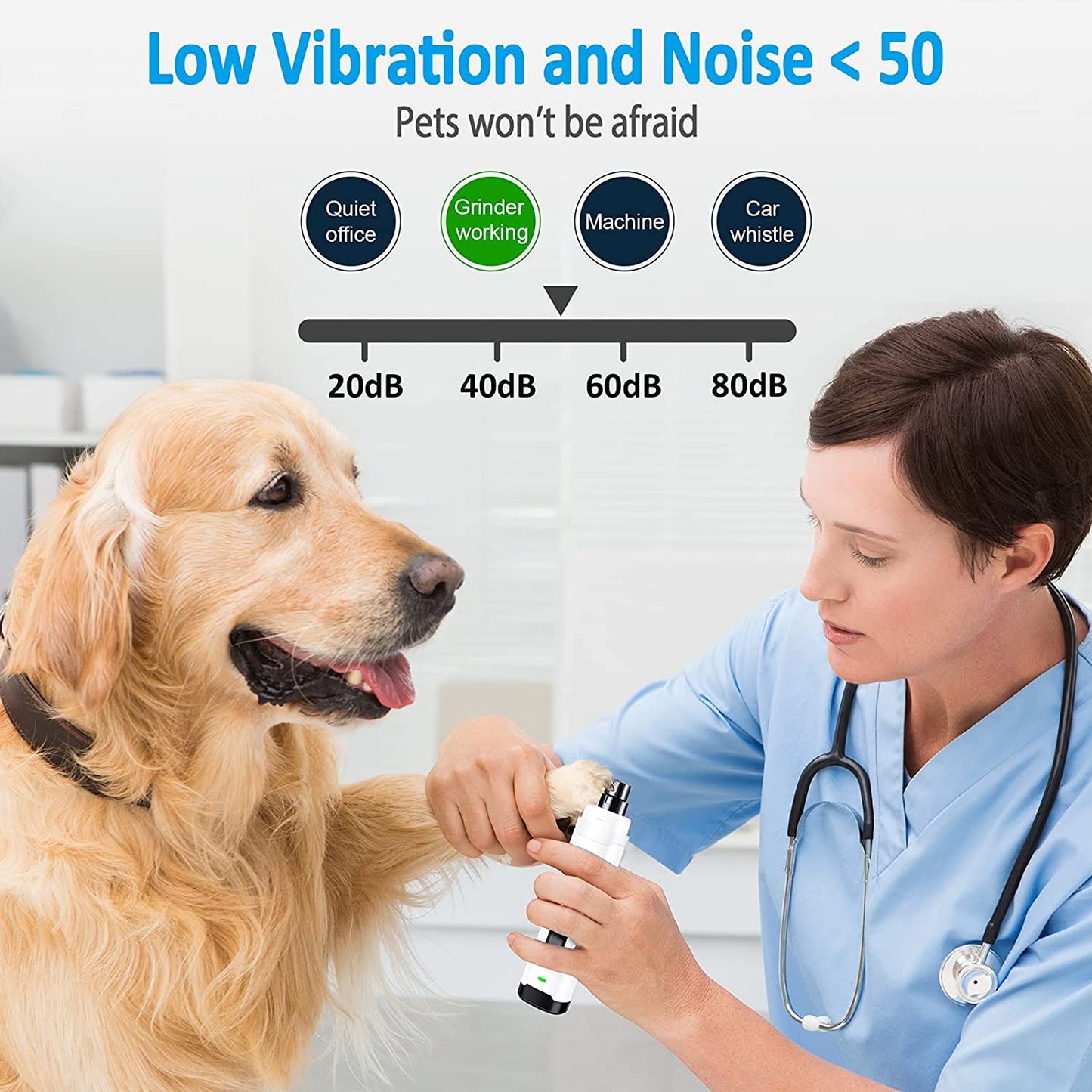 Pawpycat Pro Nail Grinder - Rechargeable Electric Pet Nail Trimmer with LED Light