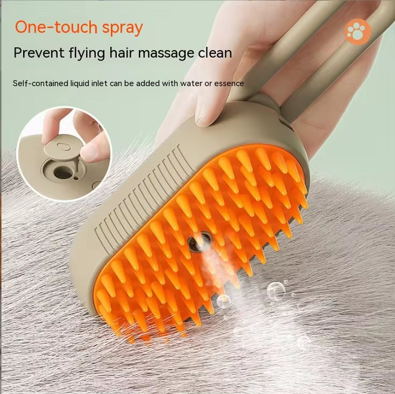  Pet Spray Comb for Cats and Dogs - One-Key Spray Hair Removal and Massage Brush