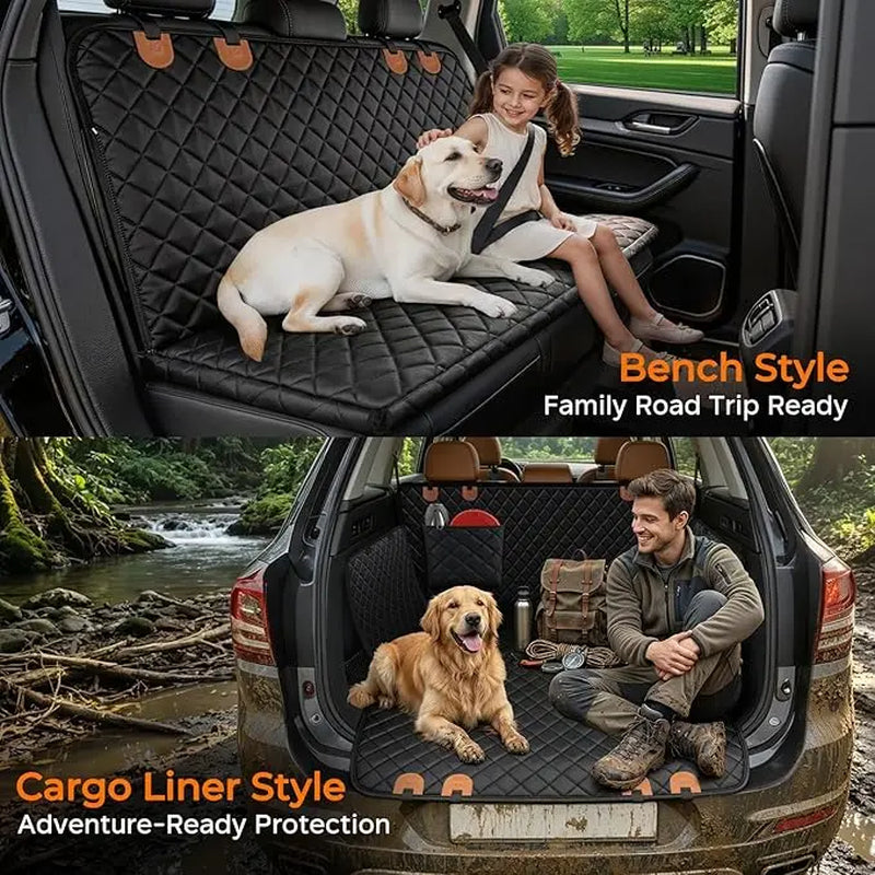 Dog Car Seat Cover - Waterproof Fabric, Scratchproof, Non-Slip, Washable Clean Pet Back Seat Travel Mat