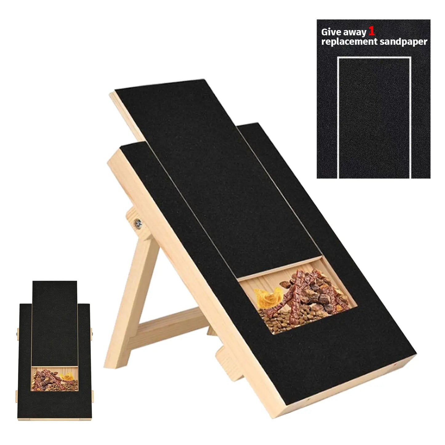 Dog Nail Scratch Board - with Treat Draw- Dog Scratch Pad for Nails – Durable Wooden Nail Filing Board with Treat Drawer (All Breeds)