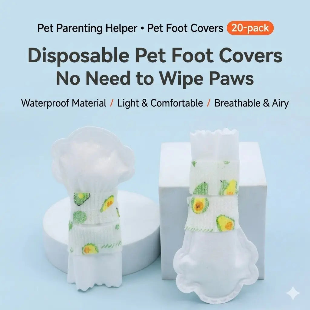 20 Counts Waterproof Disposable Dog Booties, Multi-Purpose Paw Protectors for Rain, Snow, Mud, and Hot Ground, Ideal for Daily Walks, Camping, and Beach Outings